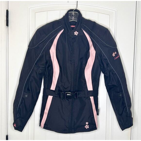 Frank Thomas Lady Rider Padded Motorcycle Jacket Black & Pink, Size XS - Picture 1 of 12